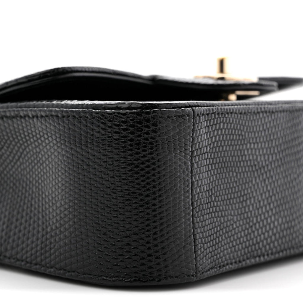 Chanel Lizard Mini Rectangular Flap Black