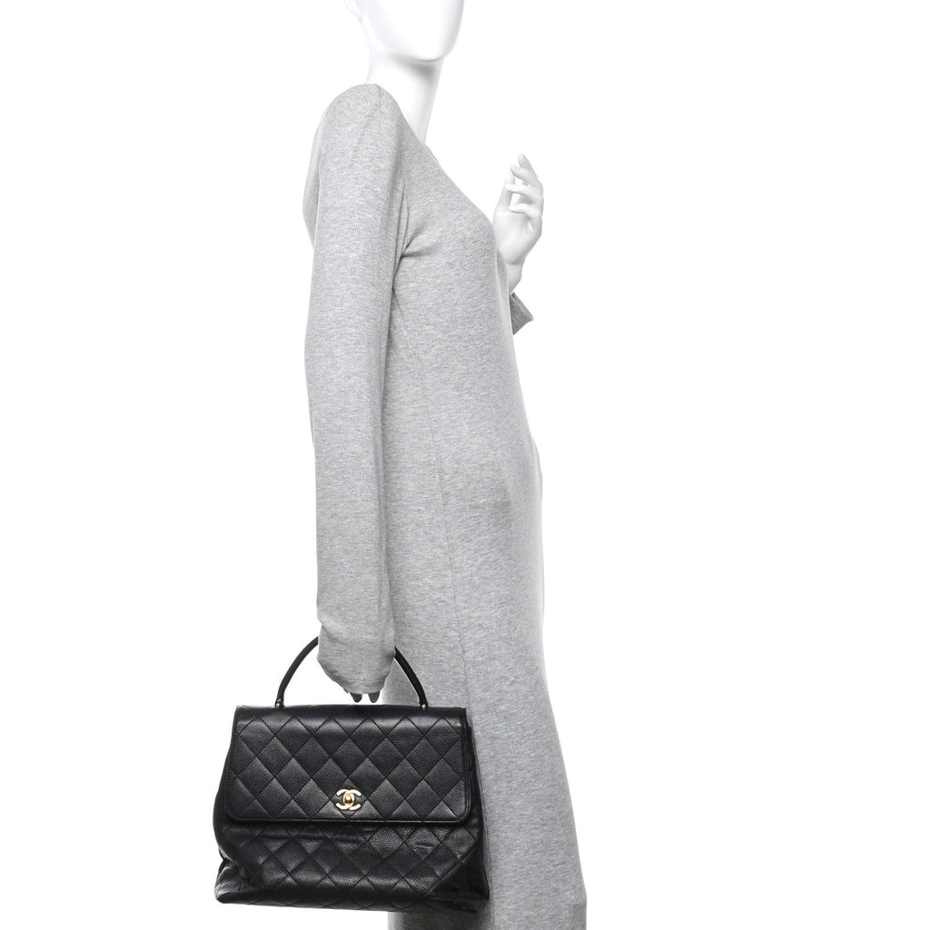 Chanel Caviar Quilted Jumbo Kelly Flap Black