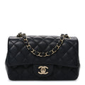 Chanel Lambskin Quilted Mini Rectangular Flap Black