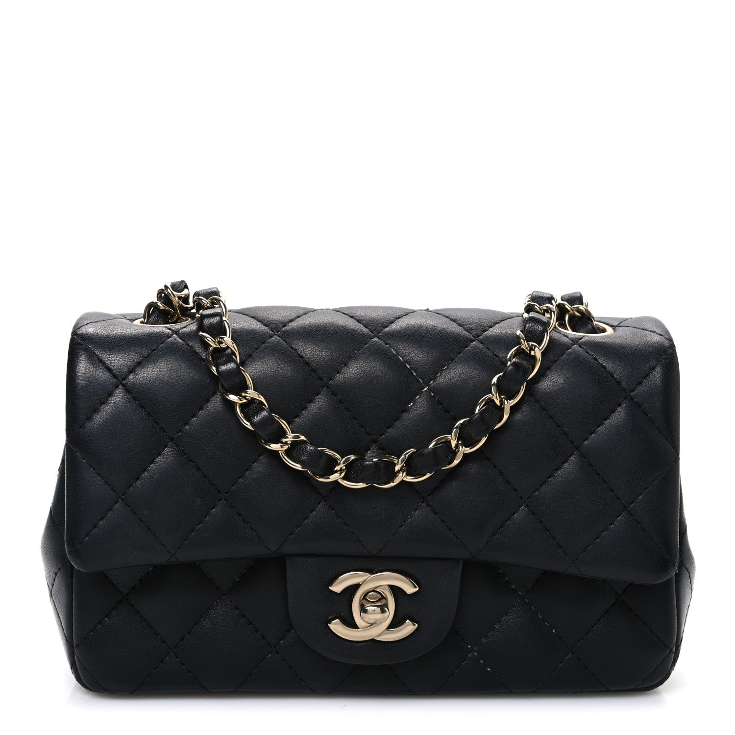 Chanel Lambskin Quilted Mini Rectangular Flap Black