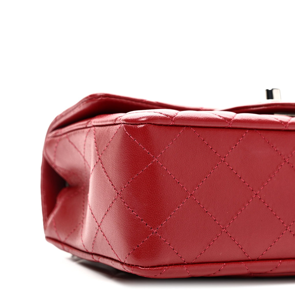 Chanel Lambskin Quilted Mini Rectangular Flap Red