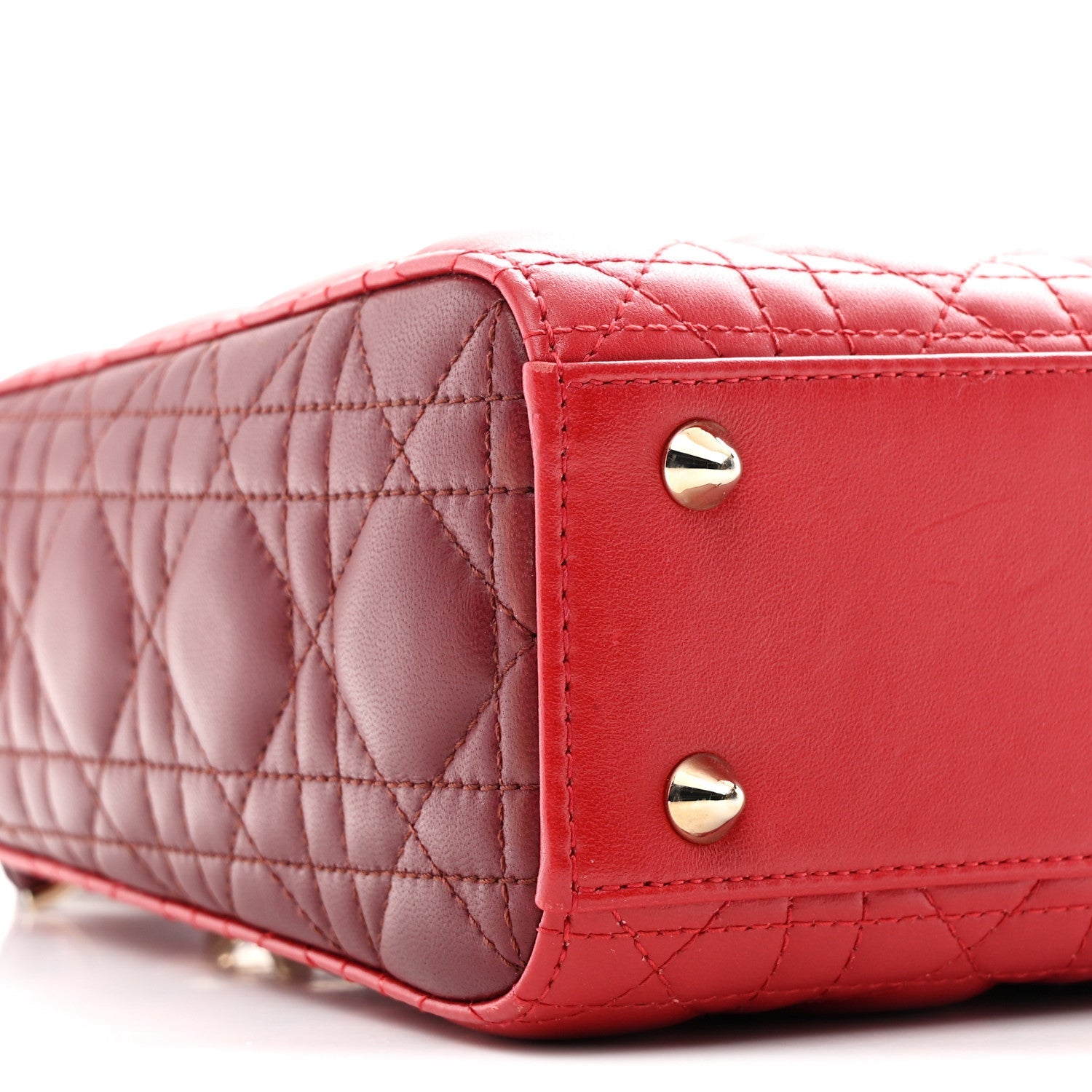 Christian Dior Lambskin Cannage Small Bi-Color Lady Dior Rouge Multicolor