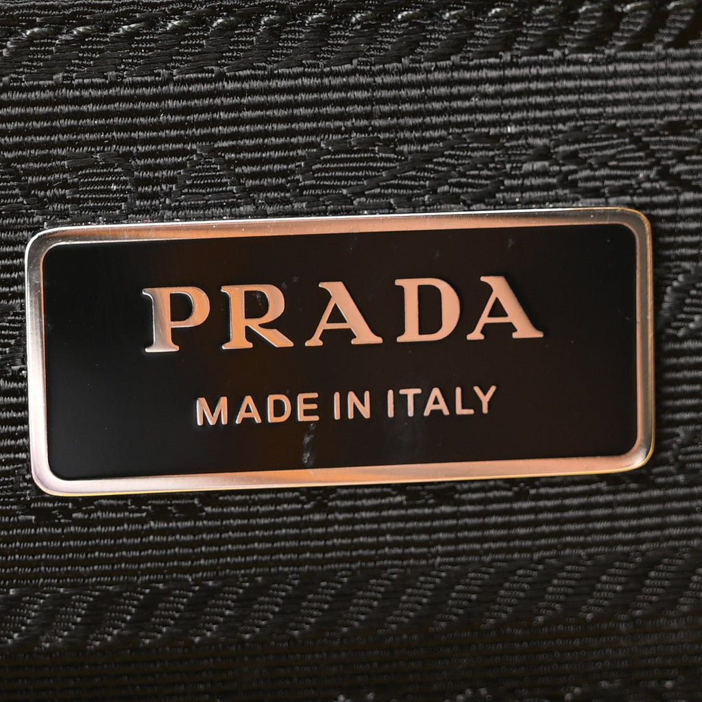 Prada Soft Calfskin Triangle Logo Embossed Tote Sole
