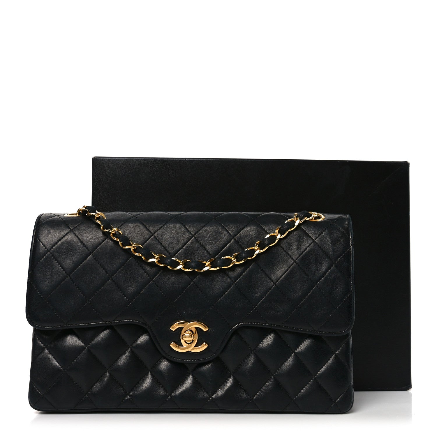 Chanel Lambskin Quilted Medium Double Flap Black
