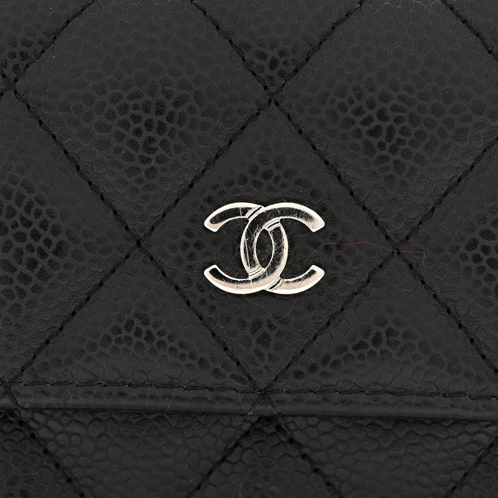 Caviar Quilted Large Gusset Flap Wallet Black