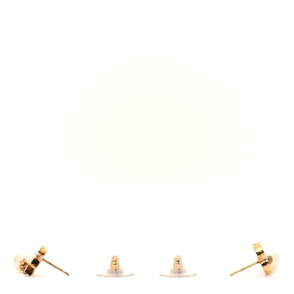 Pearl Mini CC Drop Earrings Gold