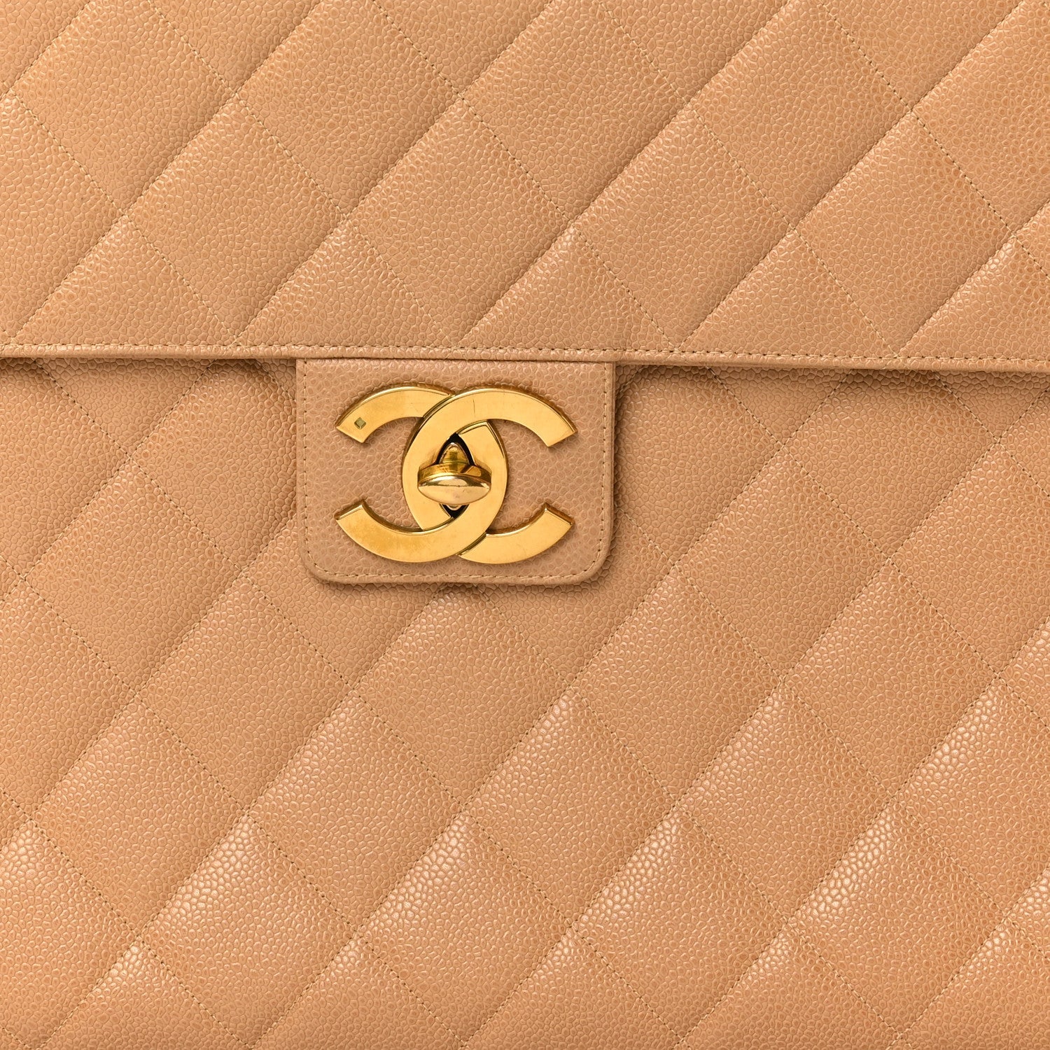 Chanel Caviar Quilted Briefcase Laptop Bag Beige