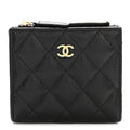 Caviar Quilted CC Zip Compact Wallet Black