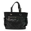 Chanel Coated Canvas Quilted Large Paris Biarritz Tote Black