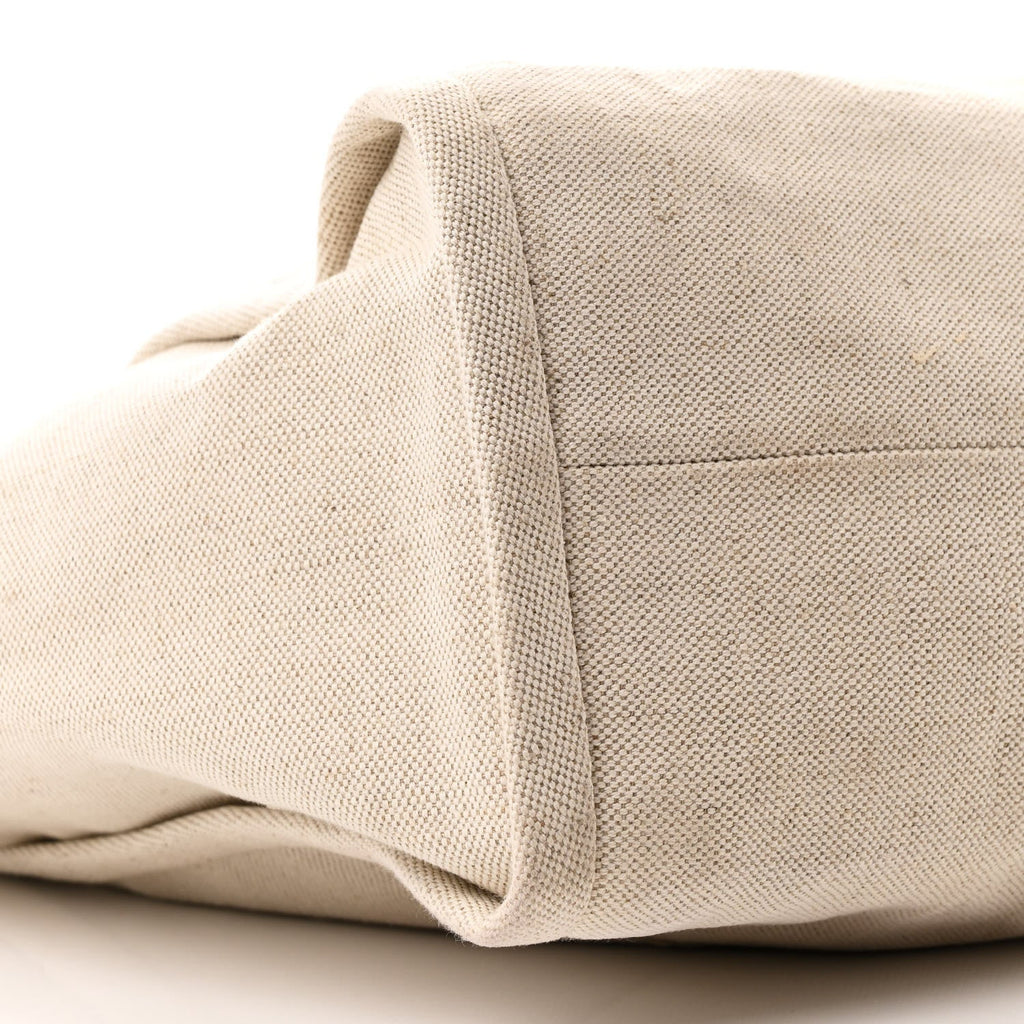 Prada Linen Vitello Large Logo Tote Natural