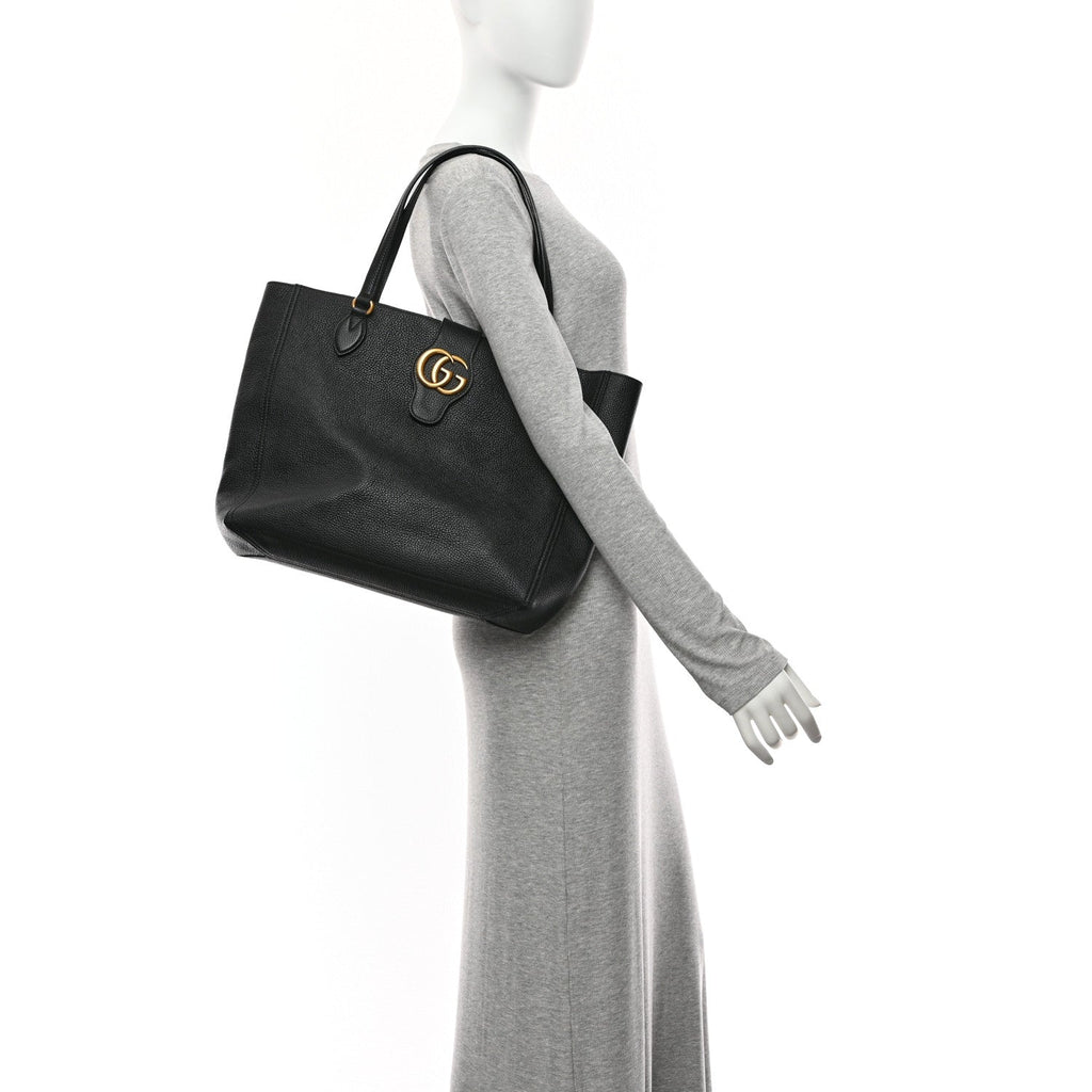 Gucci Grained Calfskin Small Dahlia Tote Black