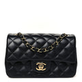 Chanel Lambskin Quilted Mini Rectangular Flap Black