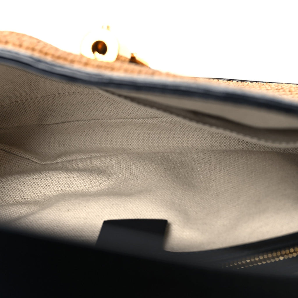 Gucci Straw Lux Boarded Dyana Lux Calfskin Small Jackie 1961 Hobo Dark Natural Blue