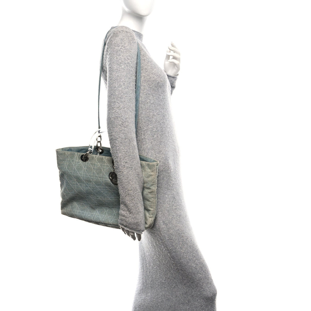 Christian Dior Denim Cannage Lady Dior Light Blue