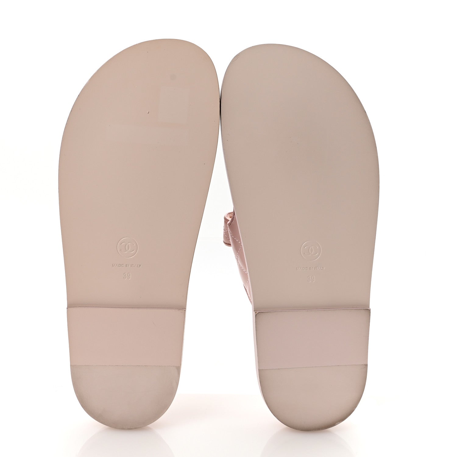 Chanel Shiny Calfskin Crystal Quilted Velcro Dad CC Slide Sandals 39 Light Pink