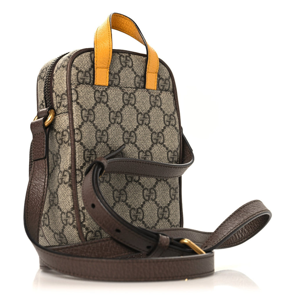 Gucci GG Supreme Monogram Mini Neo Vintage Double Zip Messenger Bag Beige New Acero Crop