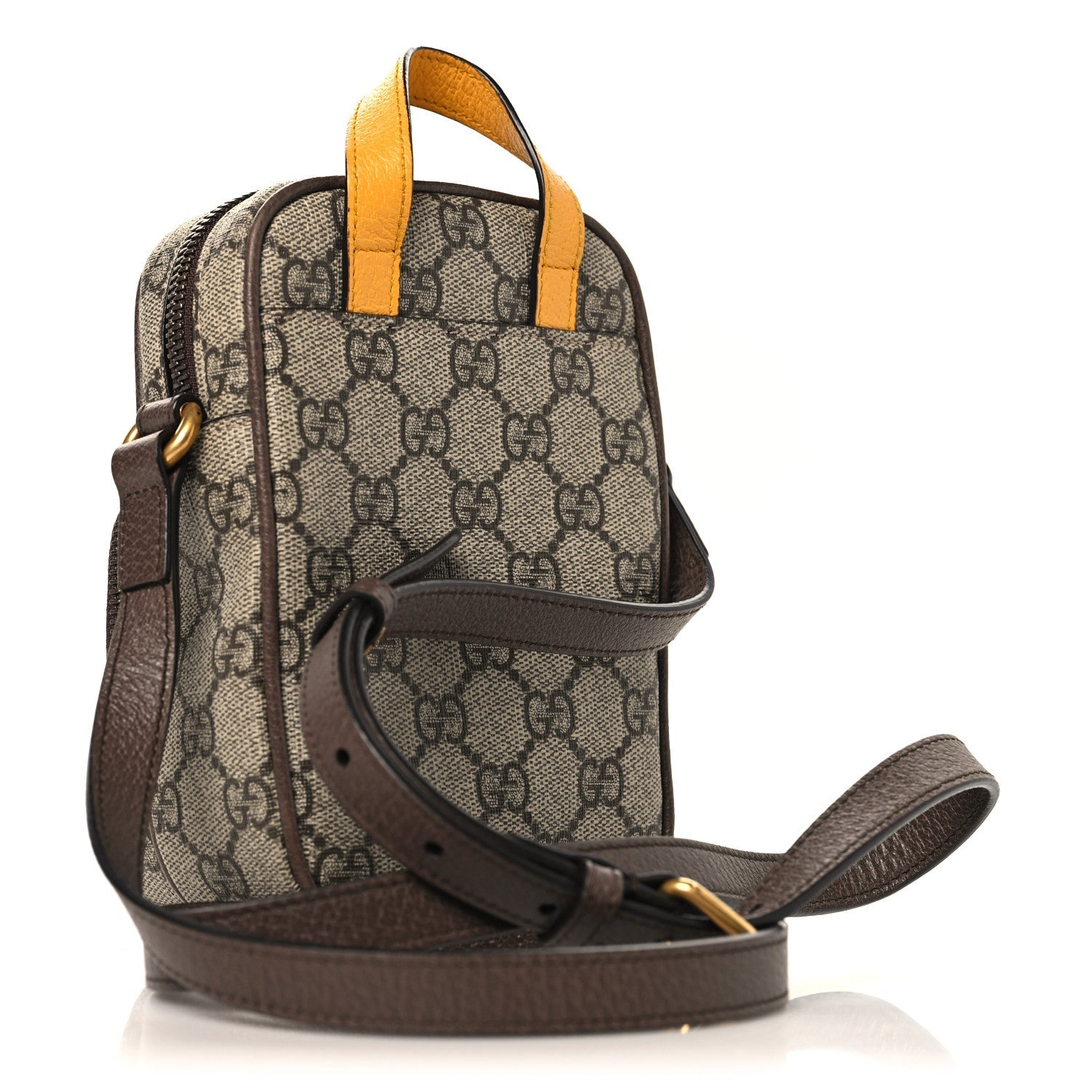 Gucci GG Supreme Monogram Mini Neo Vintage Double Zip Messenger Bag Beige New Acero Crop