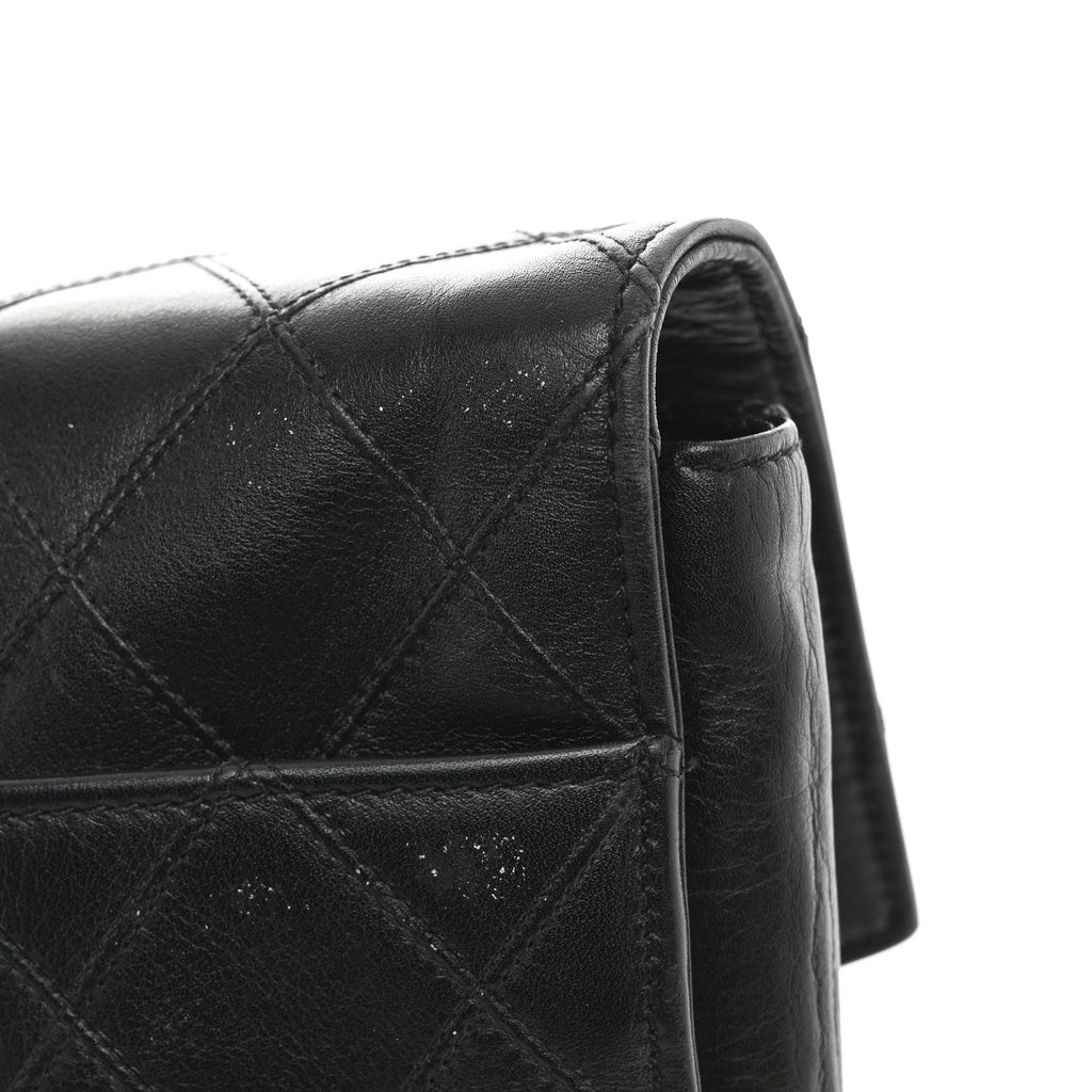 Chanel Lambskin Stitched Briefcase Bag Black