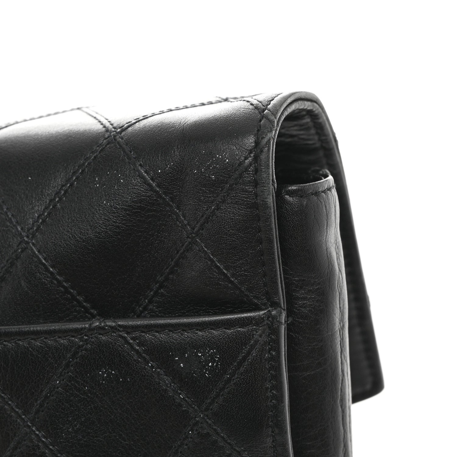 Chanel Lambskin Stitched Briefcase Bag Black