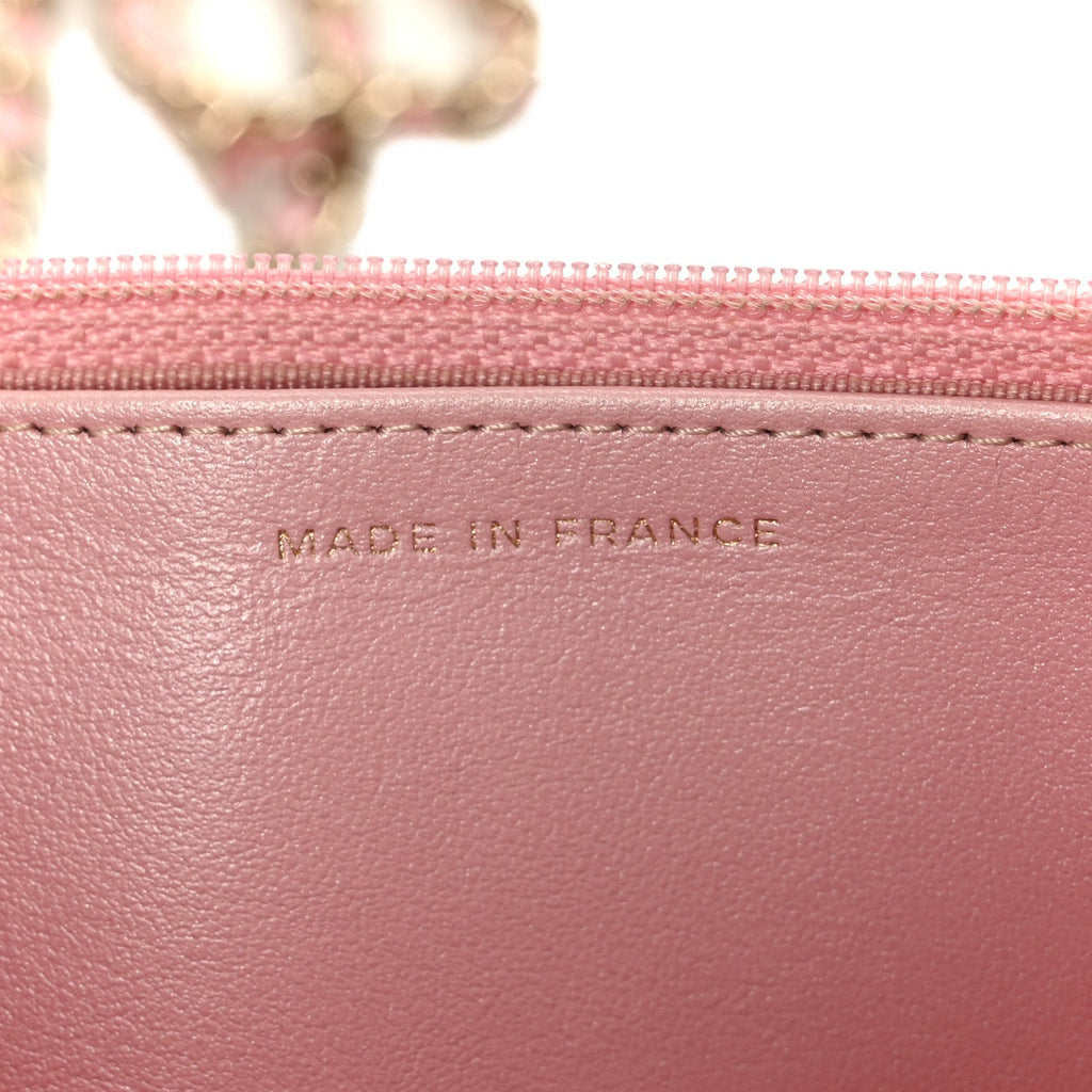 Chanel Iridescent Caviar Quilted Wallet on Chain WOC Rose Pink