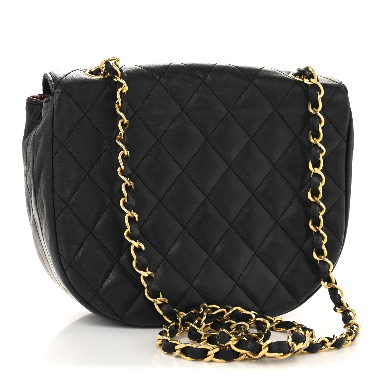 Chanel Lambskin Quilted Half Moon Flap Black