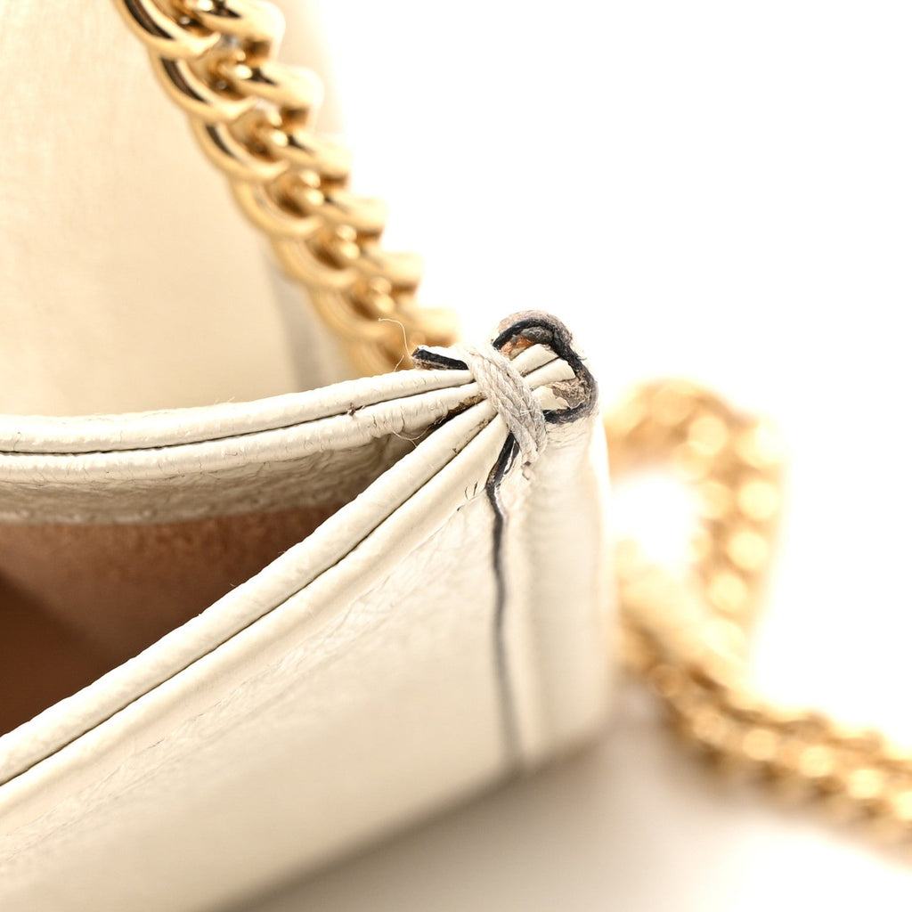Gucci Textured Calfskin Web Mini Rajah Slim Flap Shoulder Bag Mystic White