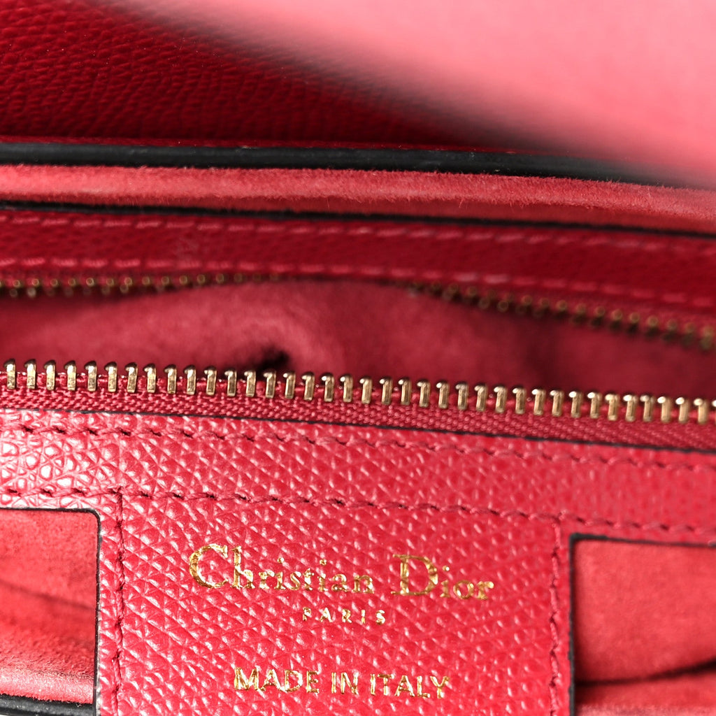 Christian Dior Grained Calfskin Saddle Bag Red