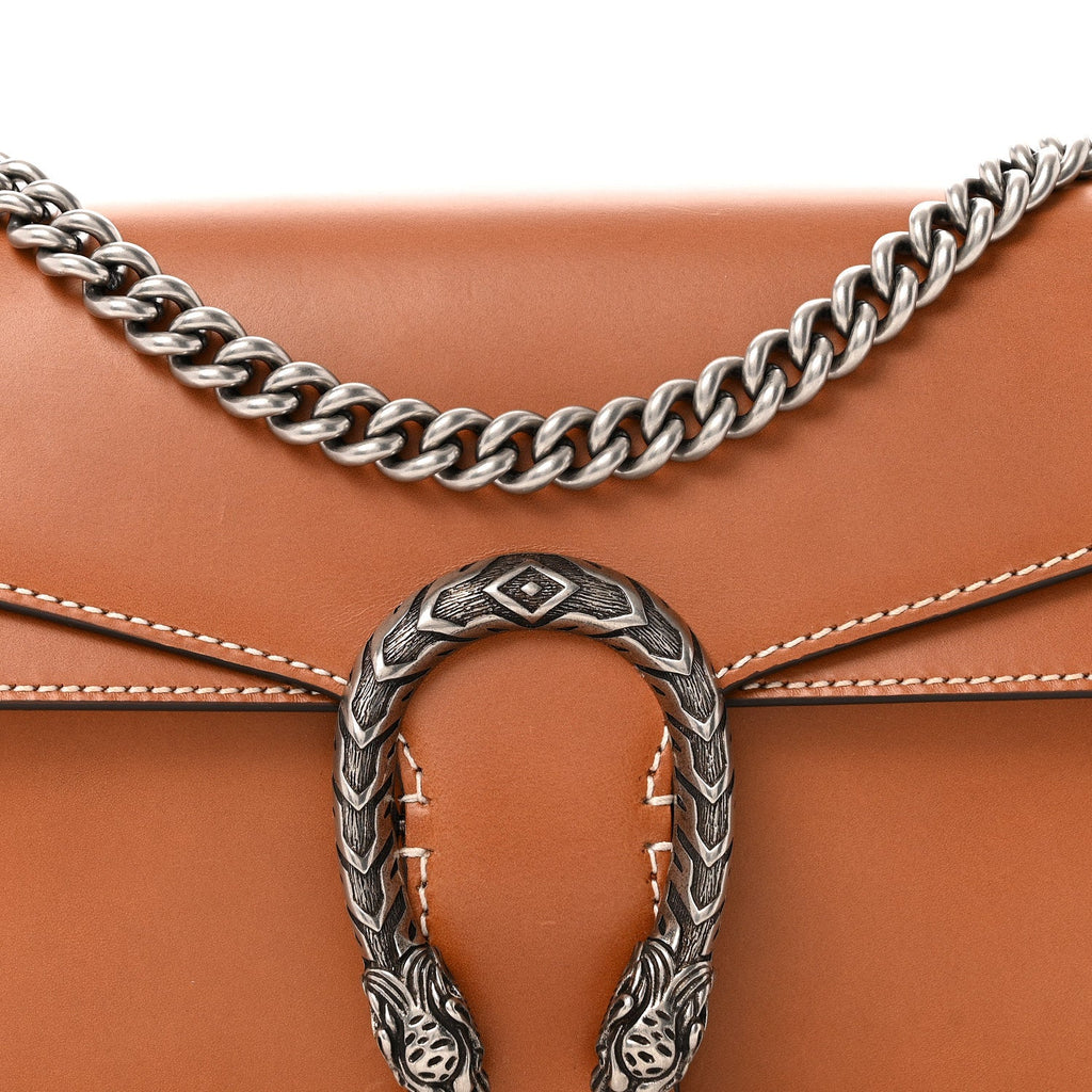 Gucci Calfskin Small Dionysus Shoulder Bag Harness Brown