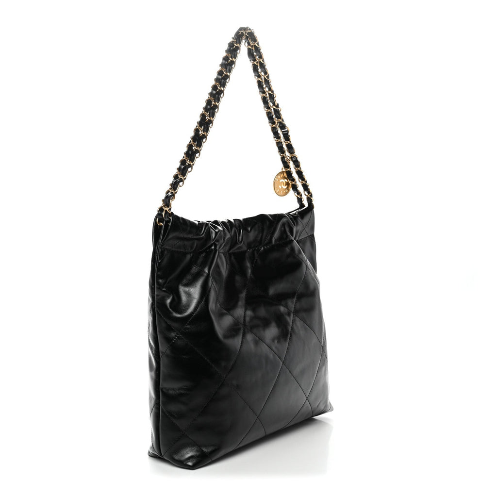 Chanel Shiny Calfskin Quilted Small Chanel 22 Black