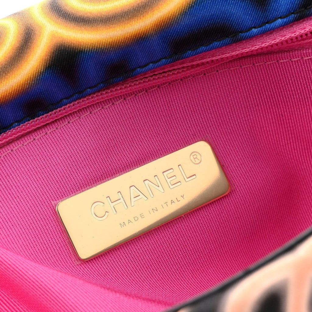 Chanel Fabric Printed Medium Chanel 19 Flap Black Multicolor
