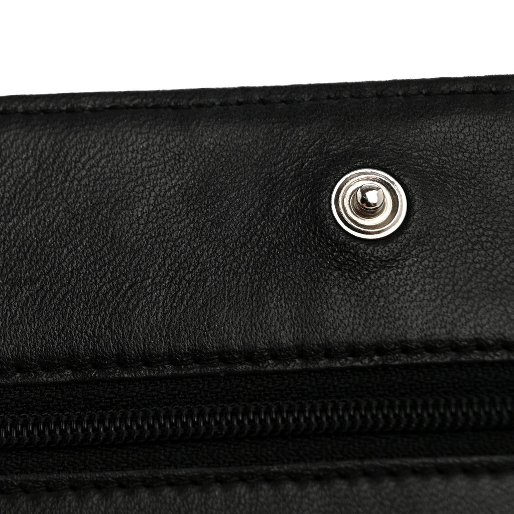 Chanel Lambskin Camellia Embossed Wallet On Chain WOC Black