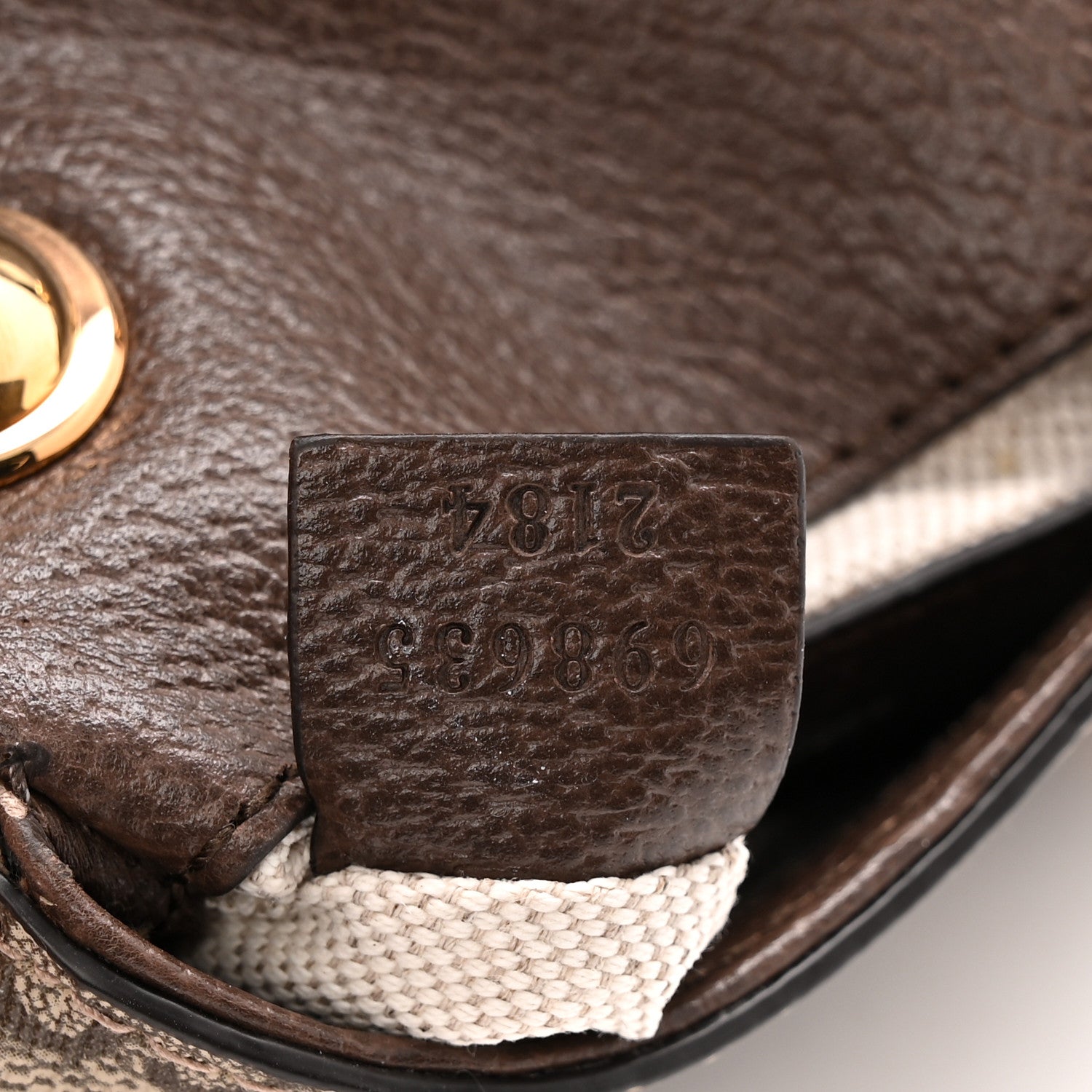 Gucci GG Supreme Monogram Textured Dollar Calfskin Blondie Card Case Wallet with Strap Beige Ebony New Acero