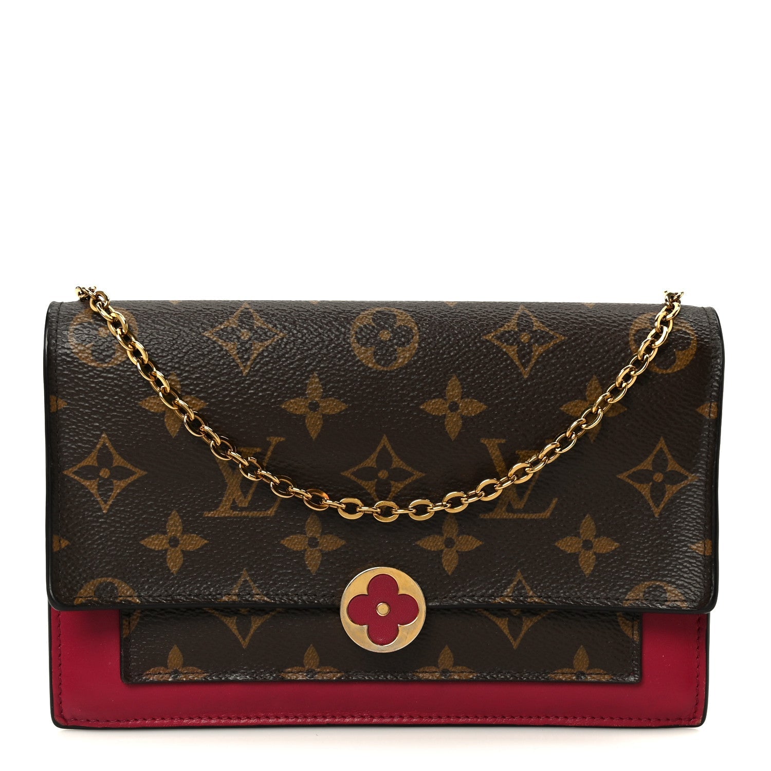 Louis Vuitton Monogram Flore Chain Wallet Fuchsia