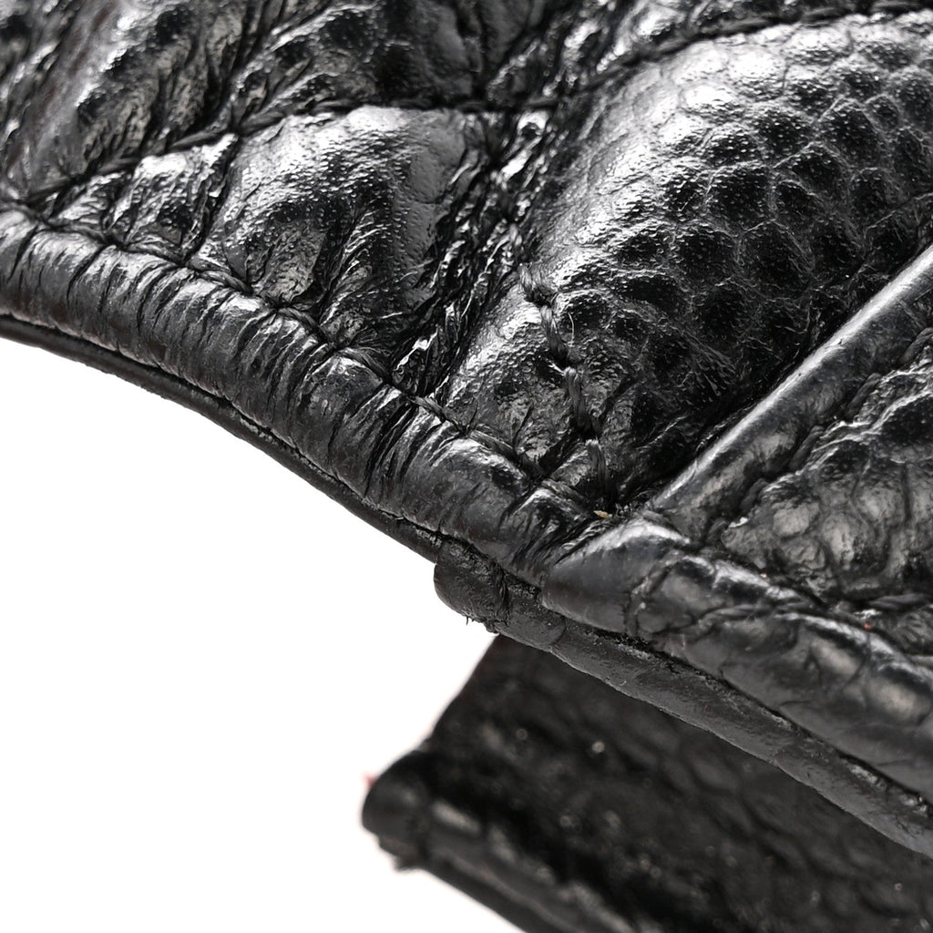Caviar Quilted Flap Card Holder Wallet Black