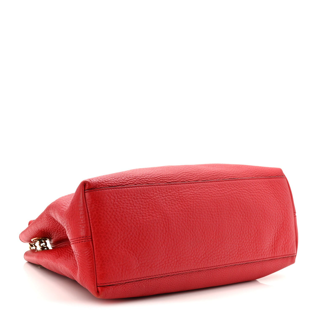 Gucci Pebbled Calfskin Medium Soho Chain Shoulder Bag Tabasco Red