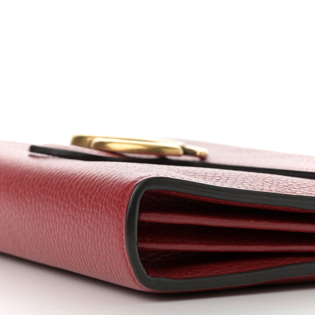 Gucci Calfskin GG Marmont Chain Wallet Vulcanic Red