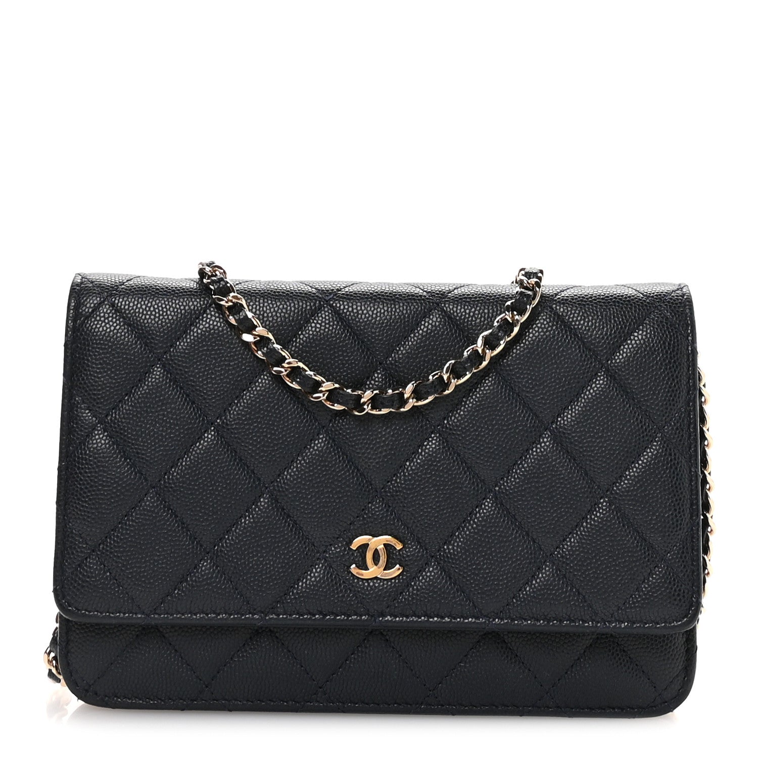 Chanel Caviar Quilted Wallet on Chain WOC Navy Blue
