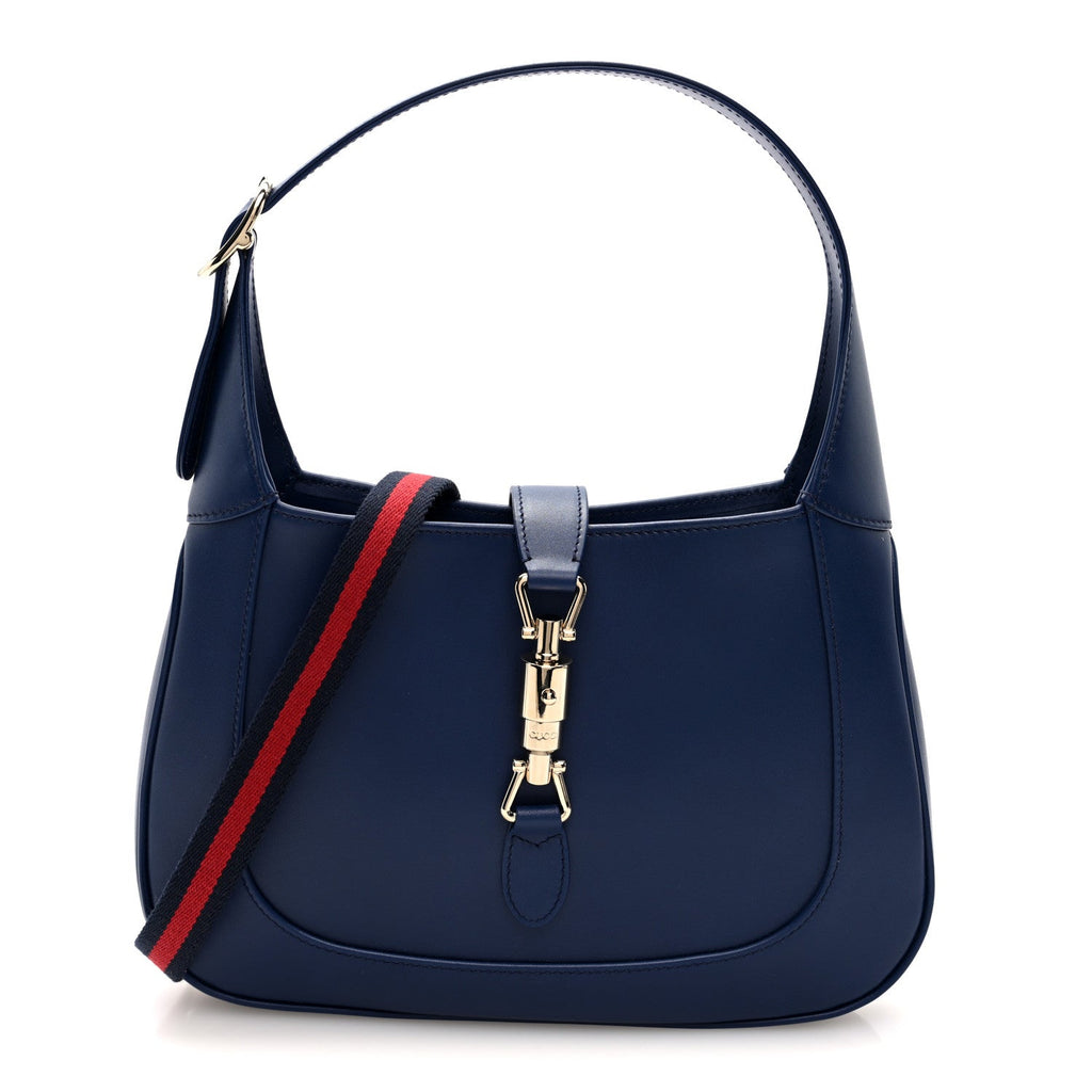 Gucci Sea Calfskin Web Medium Jackie 1961 Hobo Plastic Blue