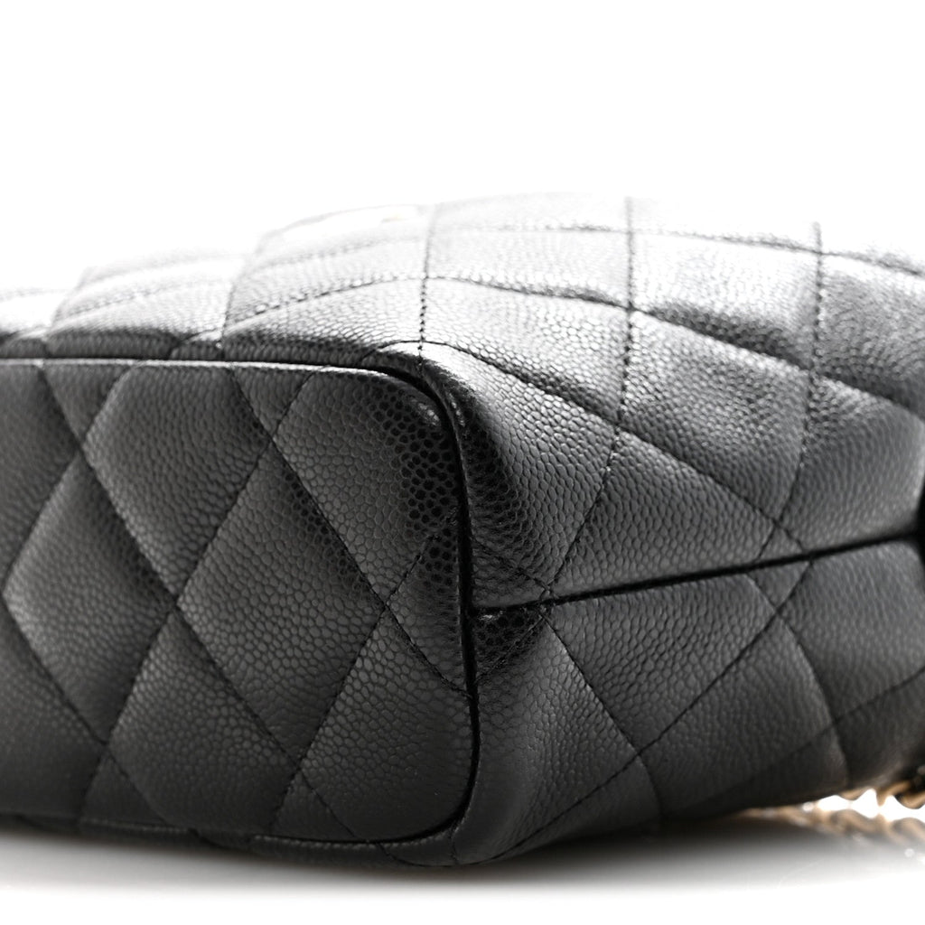 Chanel Caviar Quilted Hobo Clutch With Chain  Black