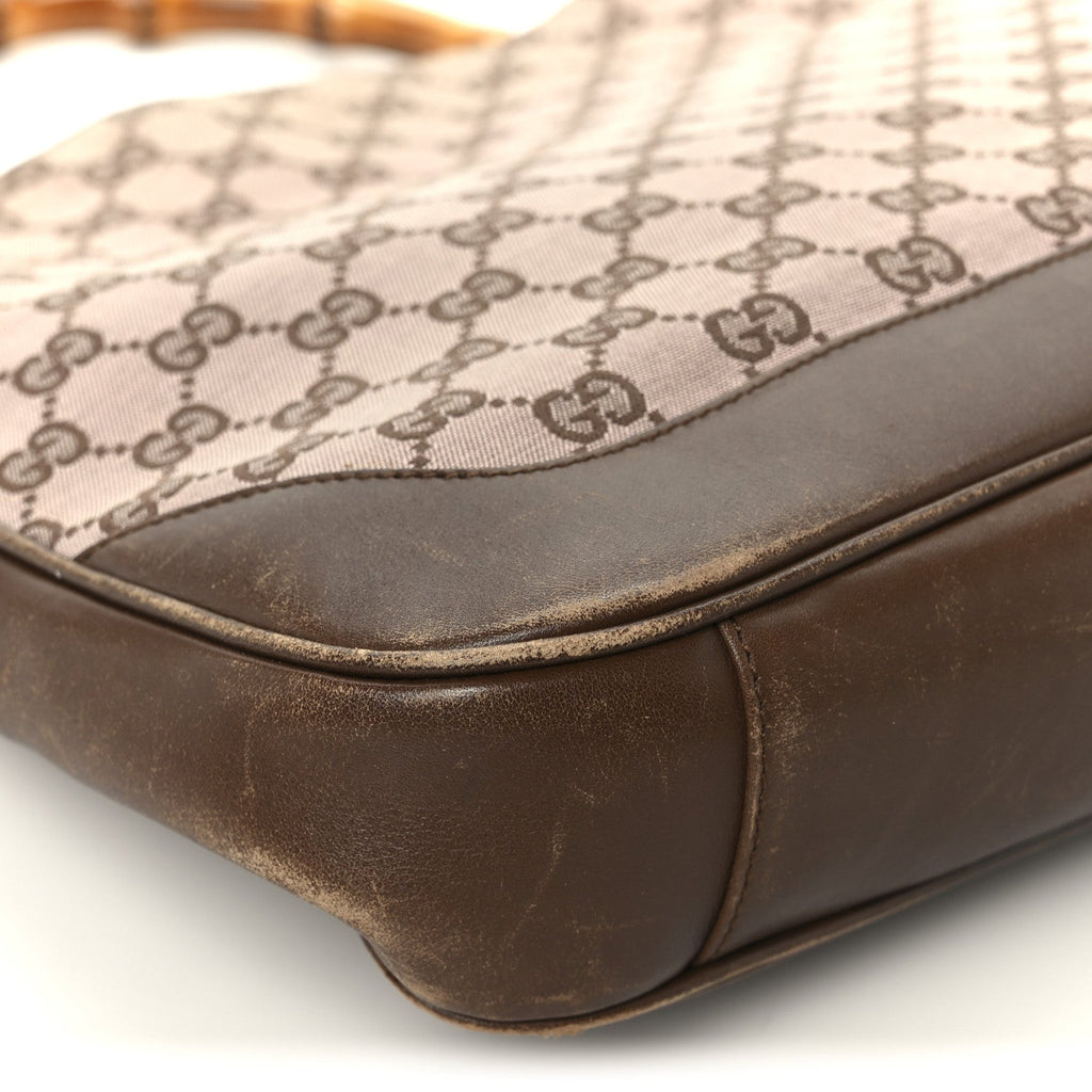 Gucci Monogram Bamboo Top Handle Bag Brown Pink