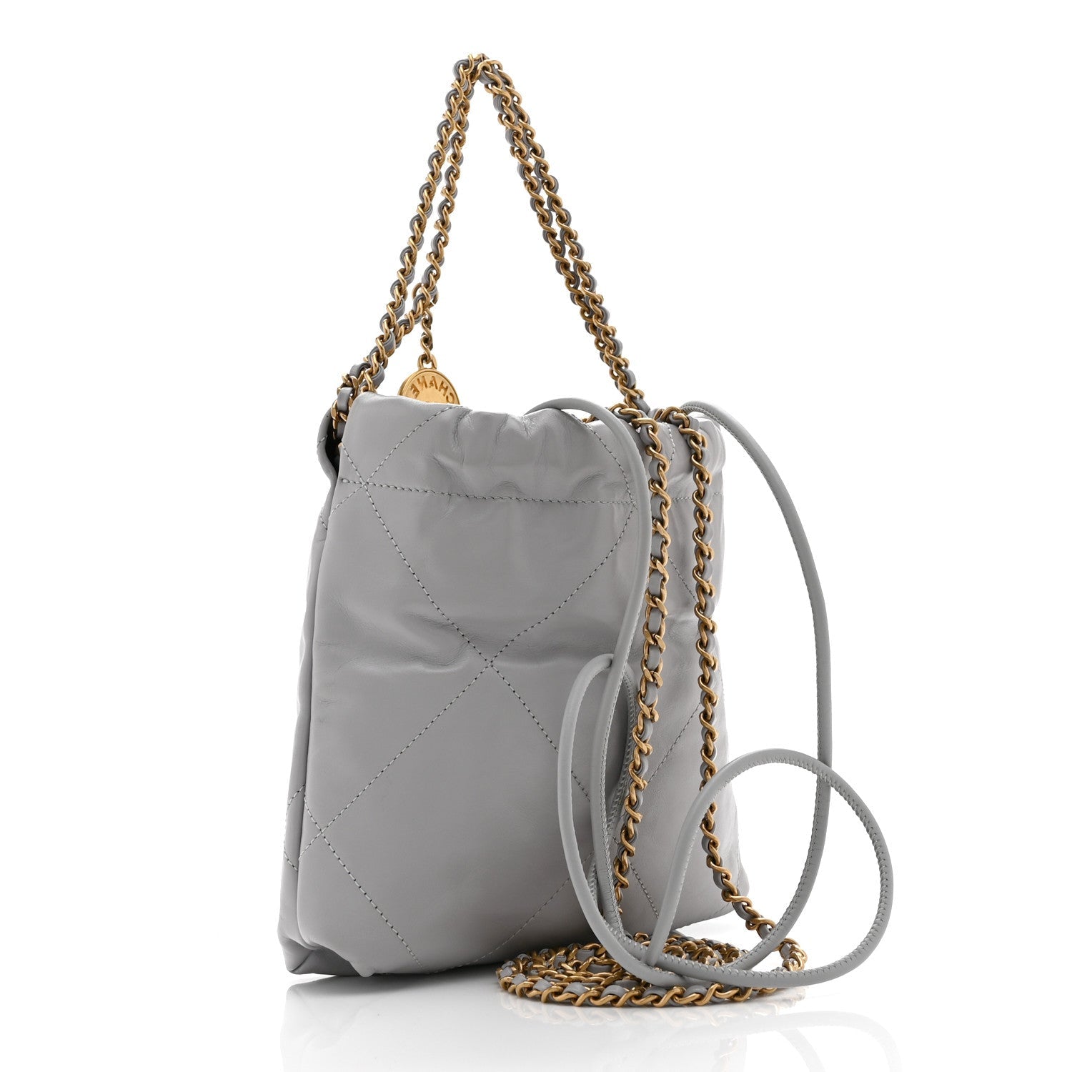 Chanel Shiny Calfskin Quilted Mini Chanel 22 Grey