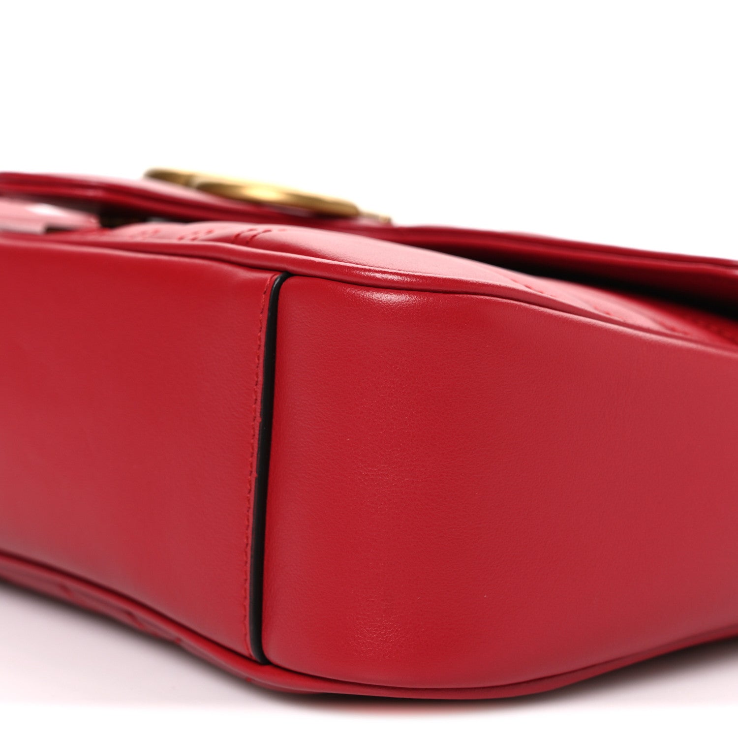 Gucci Calfskin Matelasse Small GG Marmont Shoulder Bag Hibiscus Red