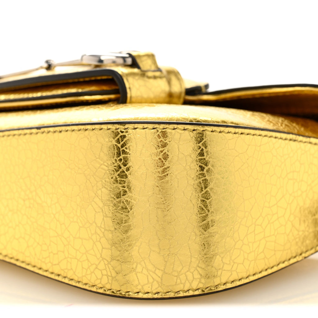 Gucci Metallic Demetra Mini Horsebit 1955 Asymmetric Shoulder Bag Gold