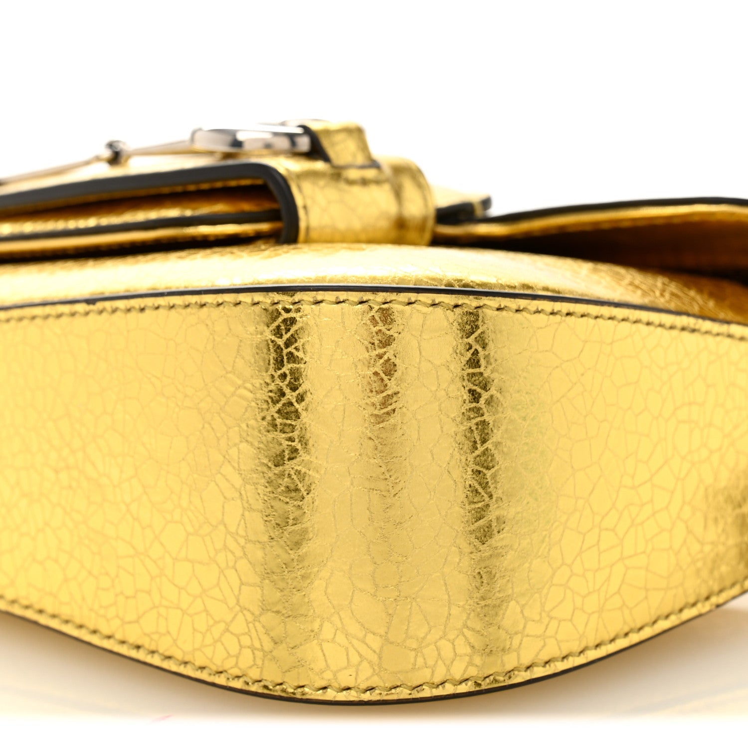 Gucci Metallic Demetra Mini Horsebit 1955 Asymmetric Shoulder Bag Gold