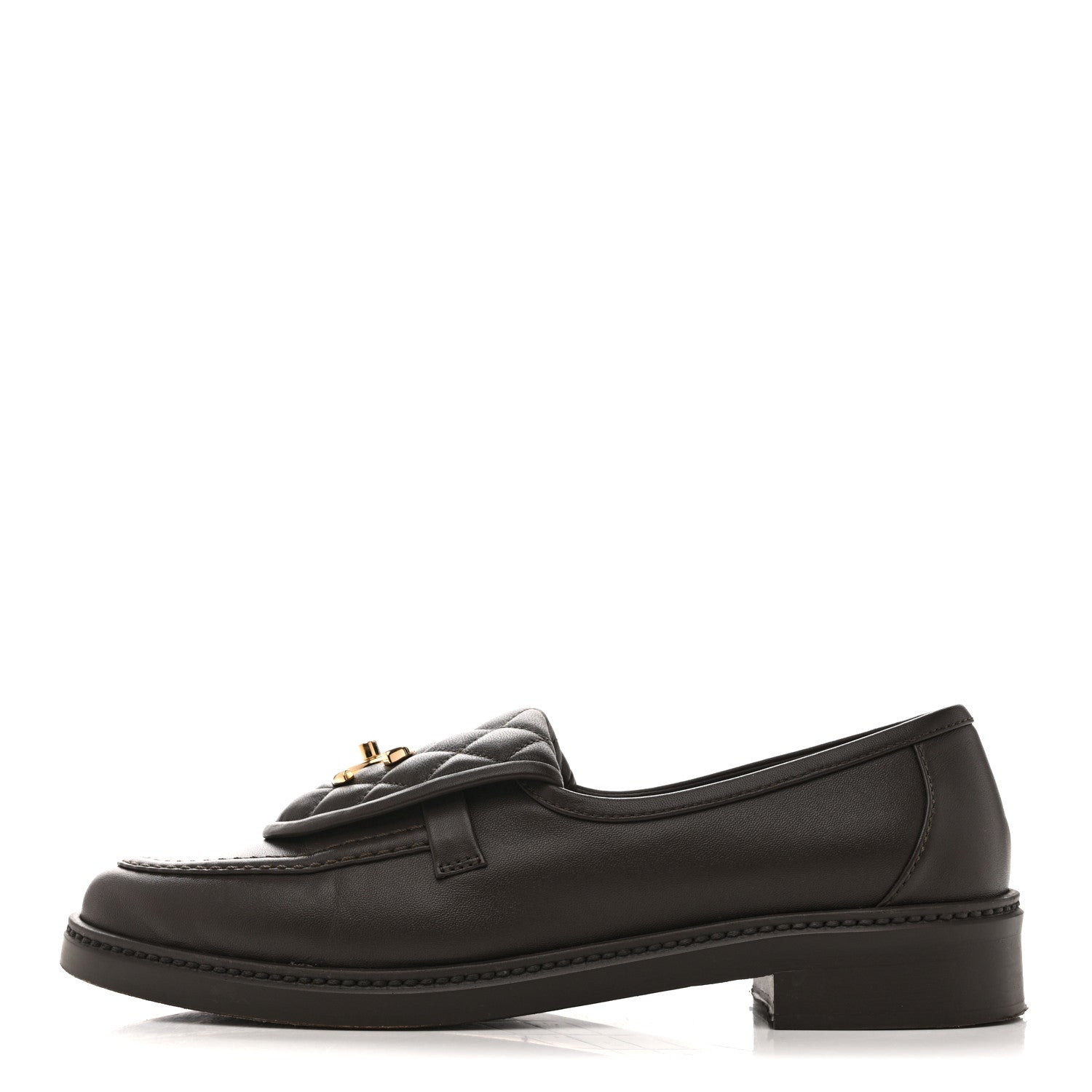 Lambskin Quilted CC Turnlock Loafers 40 Dark Brown
