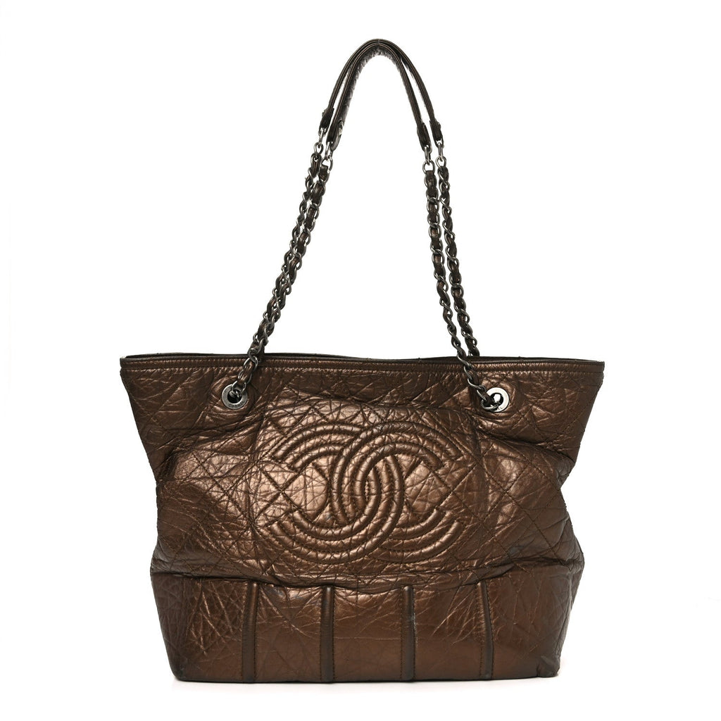 Chanel Metallic Aged Calfskin Large Shopping In Moscow Tote Bronze