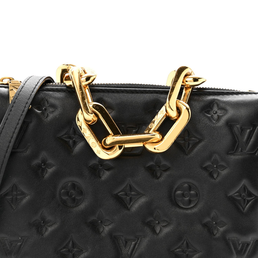 Louis Vuitton Lambskin Embossed Monogram Coussin BB Black
