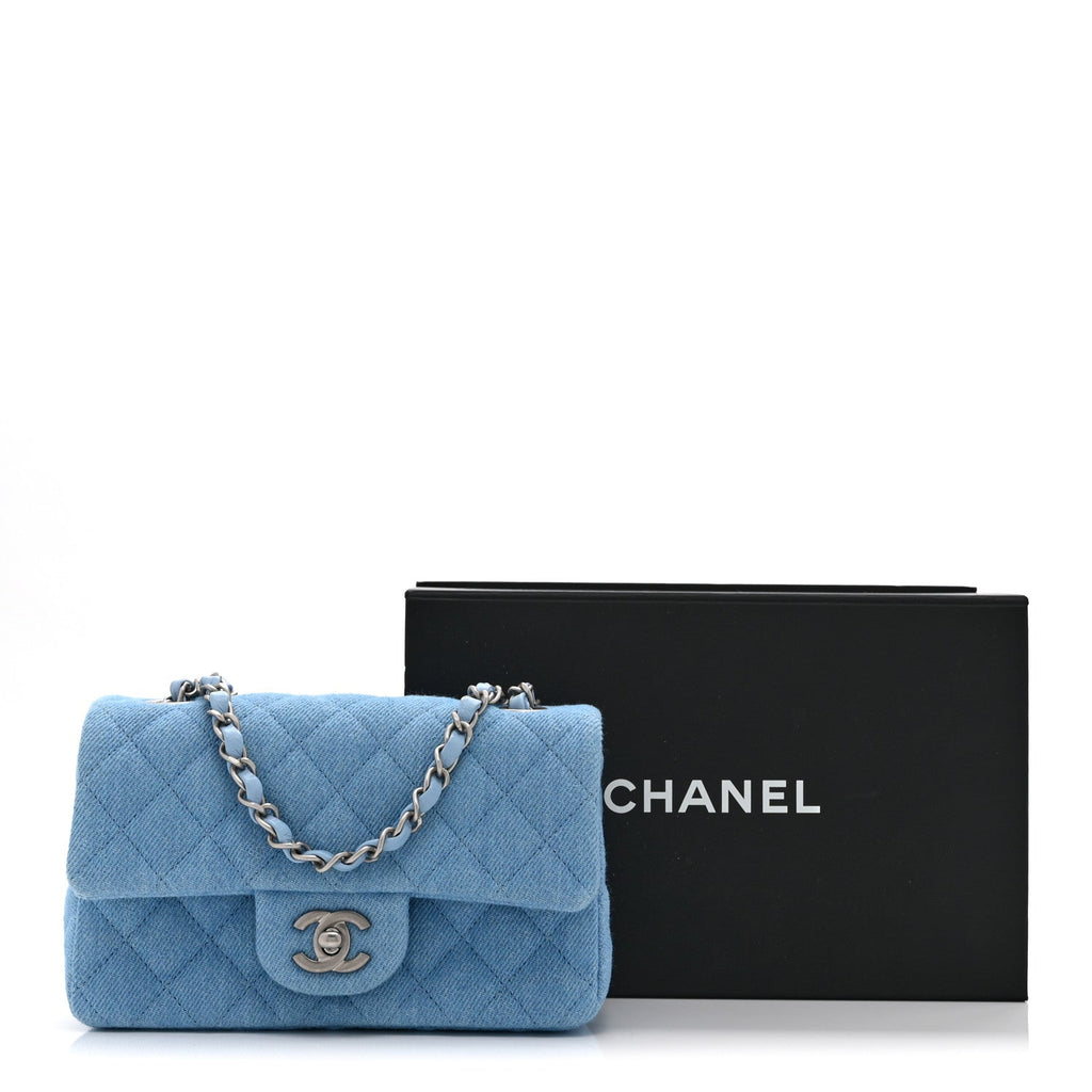 Chanel Denim Quilted Mini Rectangular Flap Blue
