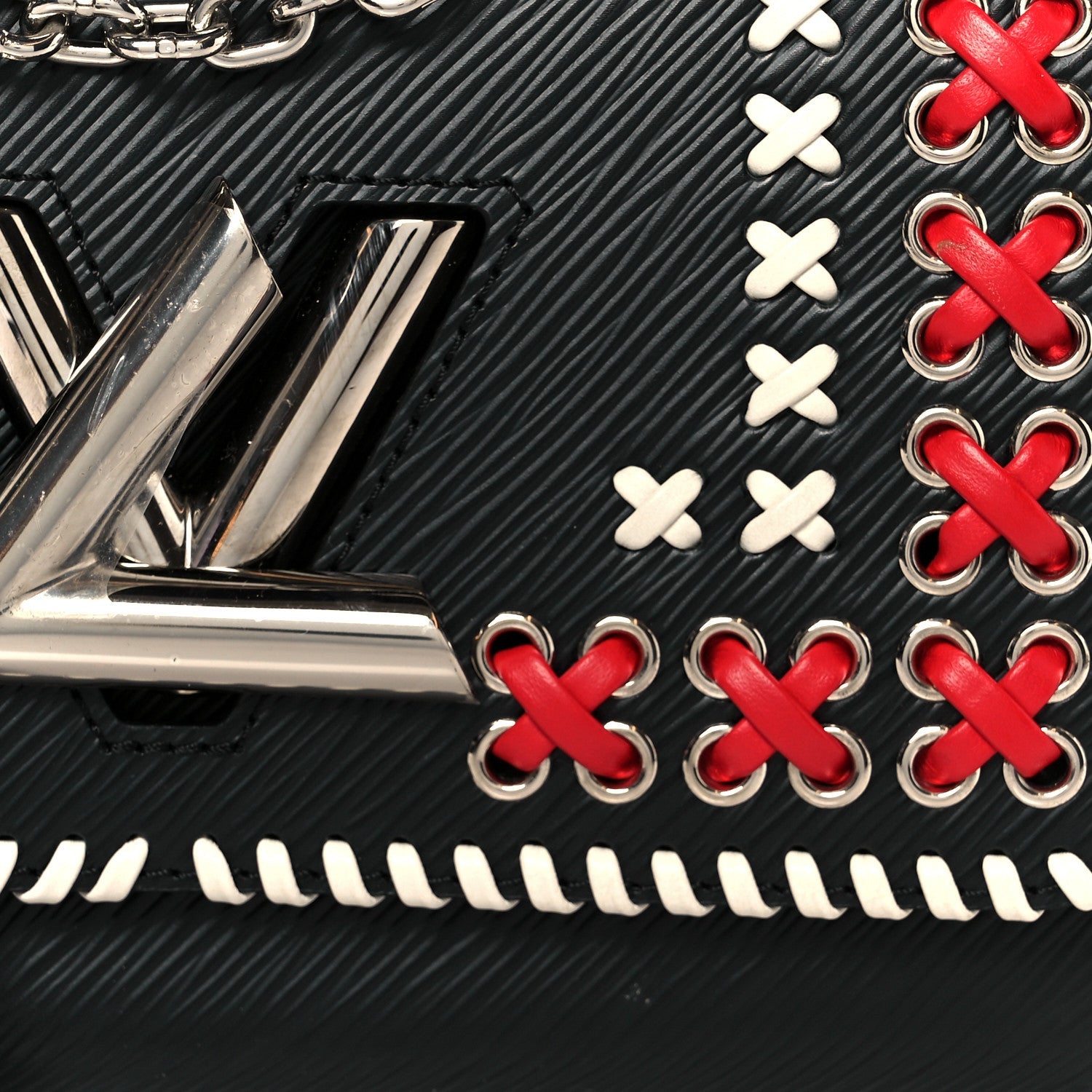 Louis Vuitton Epi Embroidered Twist Shoulder Bag MM  Black