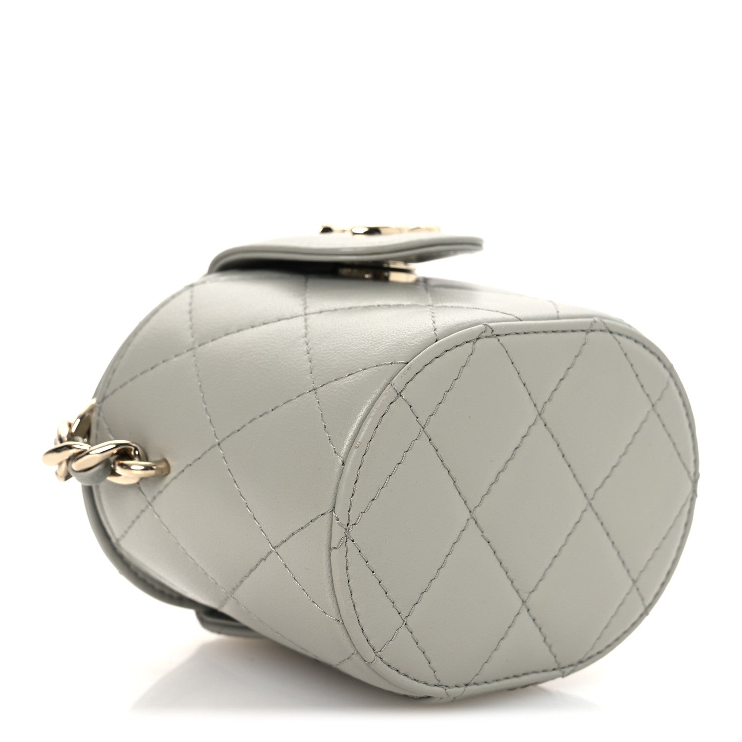 Chanel Lambskin Quilted Mini Vanity Case With Chain Grey